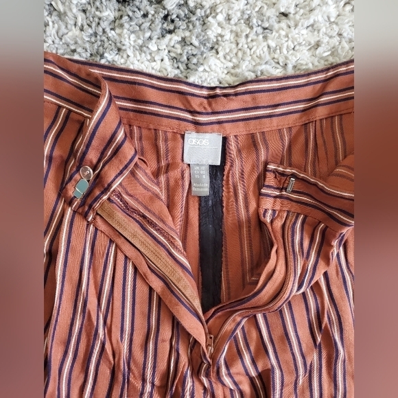 Bundle Only: ASOS Women's Brown Striped Viscose Soft   Casual Pants SZ 8. - Picture 4 of 10